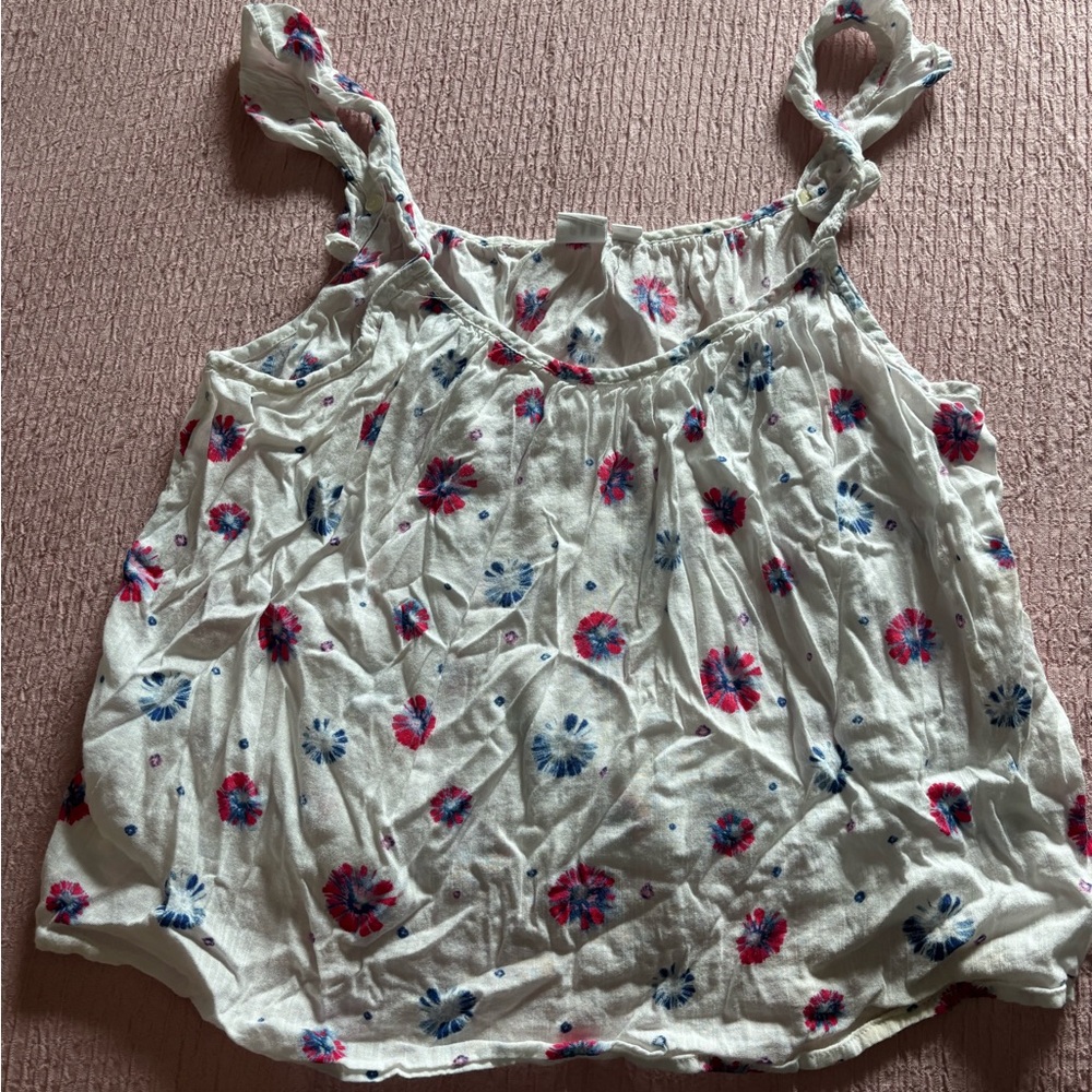 GAP Kids Floral Camisole - White with Pink and Blue